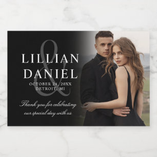 Elegant Photo Wedding Champagne Label