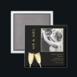 Elegant Photo, Wedding Champagne  Magnet<br><div class="desc">Wedding Magnet. Elegant, classy and modern photo gift for your special day with gold champagne glasses. Change the example photo for your own to make this a special unique personal product for your event. Fashionable and sophisticated design (suitable for any age/event). All text, font and font color is fully customizable...</div>