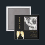 Elegant Photo, Wedding Champagne  Magnet<br><div class="desc">Wedding Magnet. Elegant, classy and modern photo gift for your special day with gold champagne glasses. Change the example photo for your own to make this a special unique personal product for your event. Fashionable and sophisticated design (suitable for any age/event). All text, font and font color is fully customizable...</div>