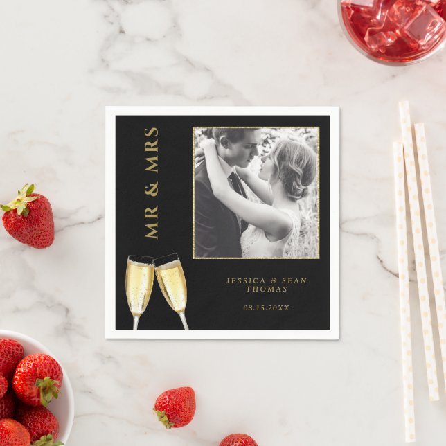Elegant Photo Wedding Champagne Napkin (Insitu)