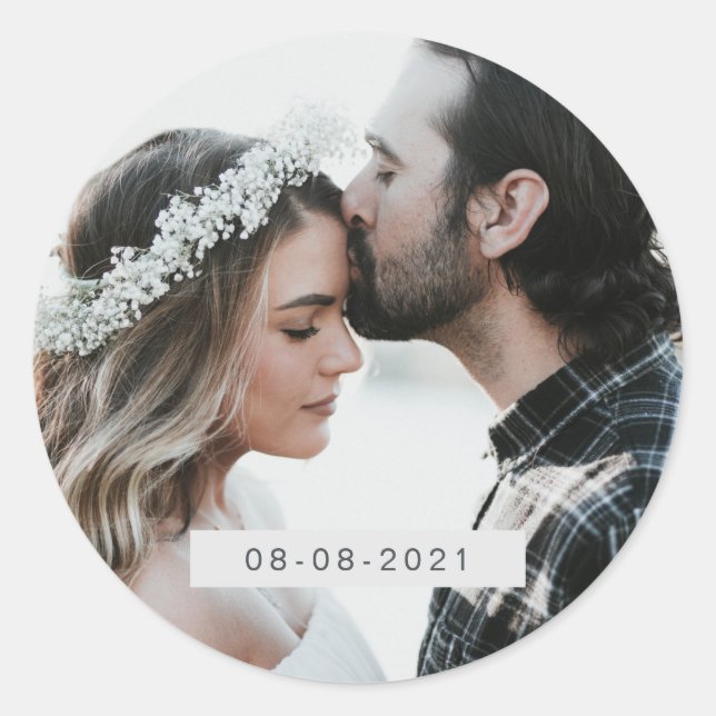 Elegant Photo Wedding Date Envelope Seal (Front)