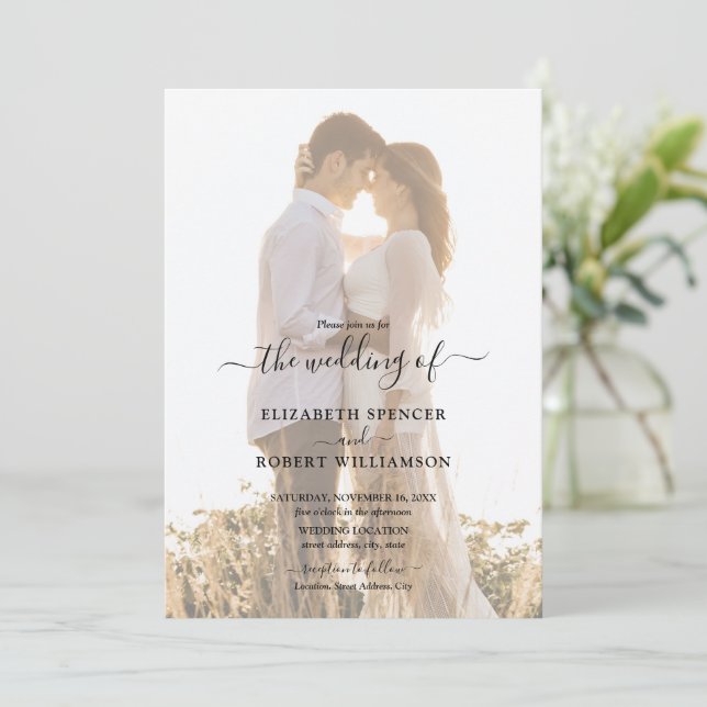 Elegant Photo Wedding Invitation (Standing Front)