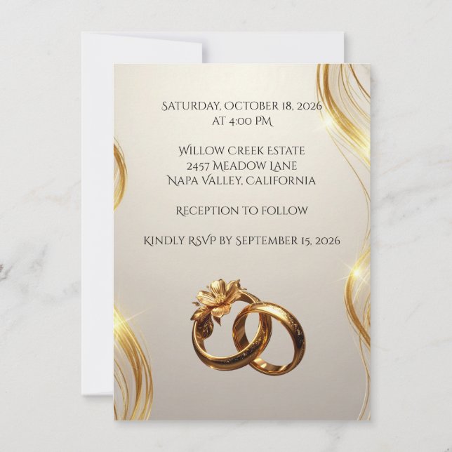 Elegant Photo Wedding Invitation Card – Modern (Back)