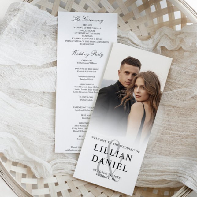 Elegant Photo Wedding Program Card (Creator Uploaded)