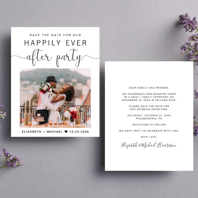 Elegant Photo Wedding Reception Save the Date (A stylish save the date announcement for a reception to celebrate your elopement or private wedding )