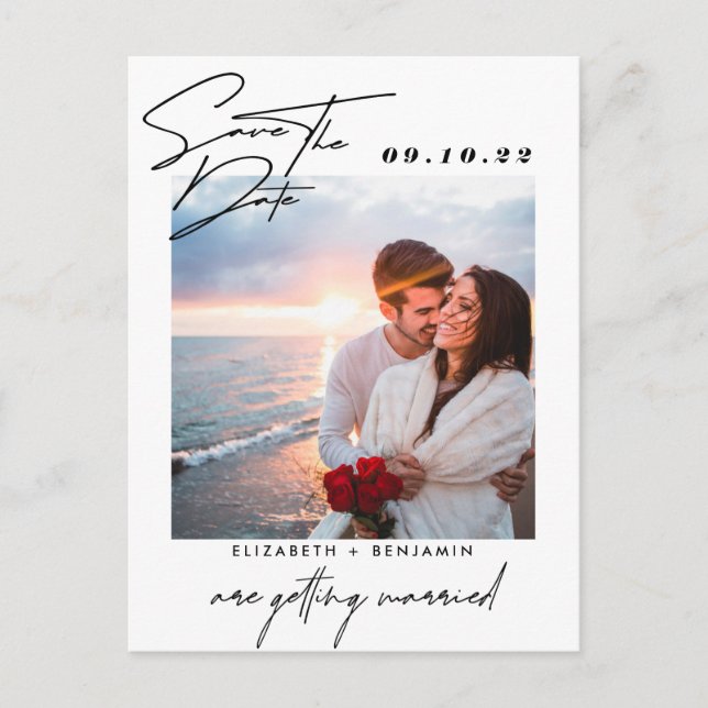 Elegant Photo Wedding Save The Date Announcement Postcard (Front)