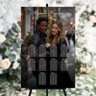 Elegant photo wedding seating chart 10 tables