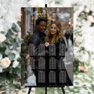 Elegant photo wedding seating chart 12 tables