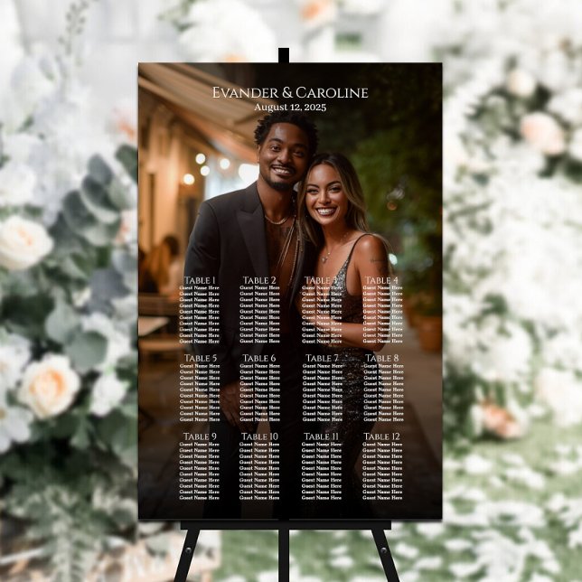 Elegant photo wedding seating chart 12 tables (Creator Uploaded)