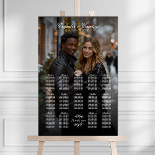 Elegant photo wedding seating chart 14 tables