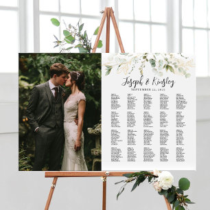 Elegant photo wedding seating chart, 20 tables poster