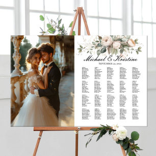 Elegant photo wedding seating chart, 20 tables poster