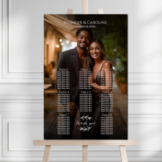 Elegant photo wedding seating chart 8 tables
