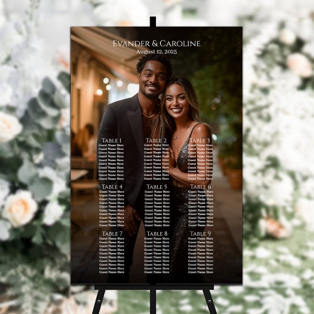 Elegant photo wedding seating chart 9 tables (Creator Uploaded)