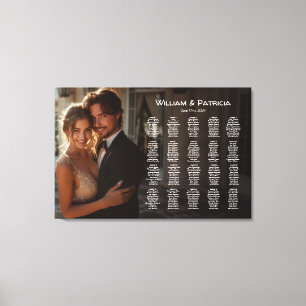Elegant photo wedding seating chart modern canvas print