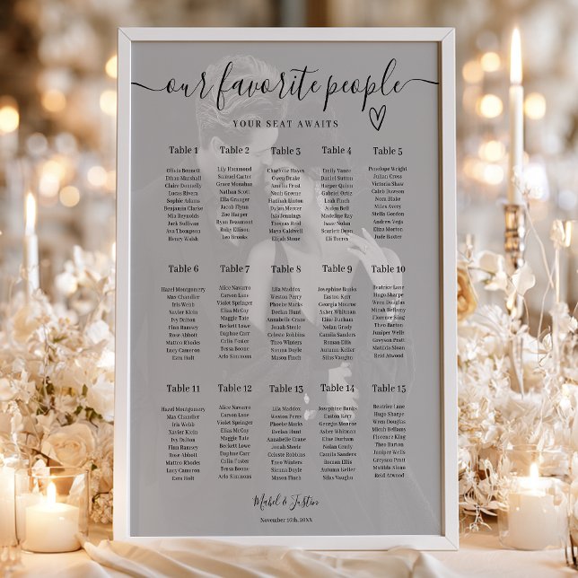 Elegant Photo Wedding Seating Chart Table Plan (Elegant Photo Wedding Seating Chart Table Plan)