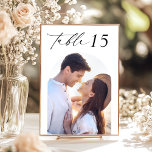 Elegant Photo Wedding Table Number<br><div class="desc">Bring a touch of elegance to your reception with our Elegant Photo Wedding Table Number cards. Combining sleek calligraphy with a minimalist design, each card features a special photo of the couple, adding a unique, personal element to every table. Perfect for a modern wedding, these table numbers are a simple...</div>