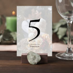 Elegant Photo Wedding Table Number Card<br><div class="desc">Bring a refined and cohesive touch to your reception tables with this elegant wedding table number card. Designed with a soft photo background and a minimalist overlay, the bold table number stands out beautifully while maintaining a romantic, modern aesthetic. The clean layout highlights the table number in a striking yet...</div>