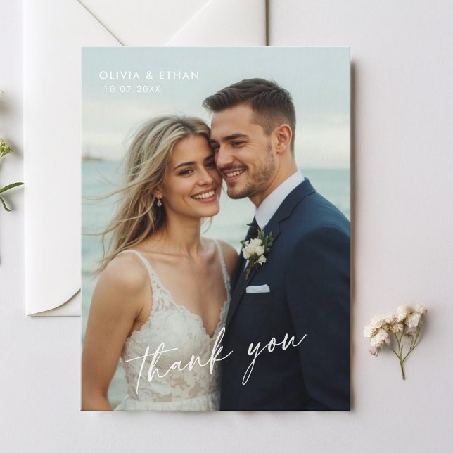 Elegant Photo Wedding Thank You Card (Creator Uploaded)