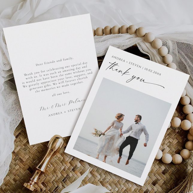 Elegant Photo Wedding Thank You Card (Creator Uploaded)