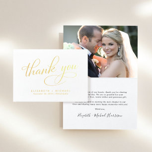 Elegant Photo Wedding Thank You Foil Card
