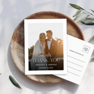 Elegant Photo Wedding Thank You Postcard