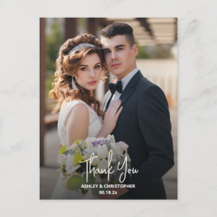 Elegant Photo Wedding Thank You Postcard