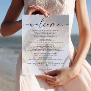 Elegant Photo Wedding Welcome Letter Itinerary Flyer