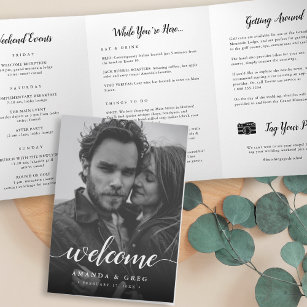 Elegant Photo Wedding Welcome Letter & Itinerary Tri-Fold Programme
