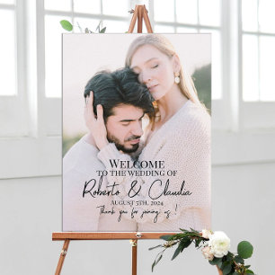 Elegant photo wedding welcome poster
