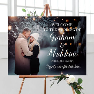Elegant photo wedding welcome poster