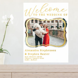 Elegant Photo Wedding Welcome Sign Gold Foil Print