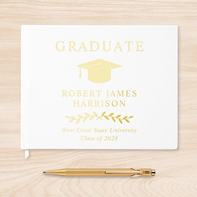 Elegant Photo White Graduation Party Guest Book (Creator Uploaded)