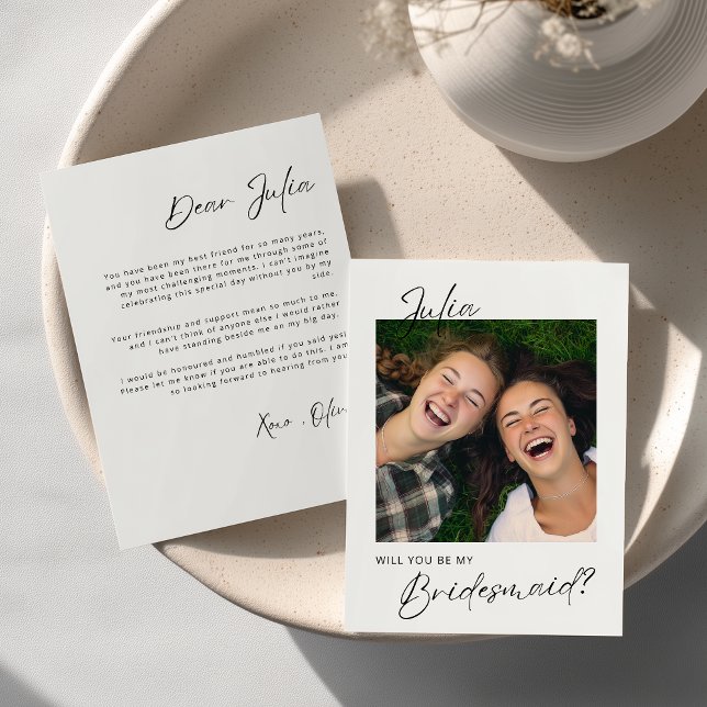 Elegant Photo Will You Be My Bridesmaid Card (Creator Uploaded)