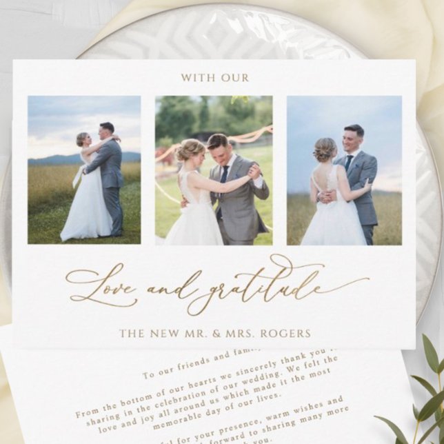 Elegant Photo With Love and Gratitude Wedding Thank You Card (Creator Uploaded)