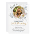 Elegant Photo Yellow Floral 90th Birthday