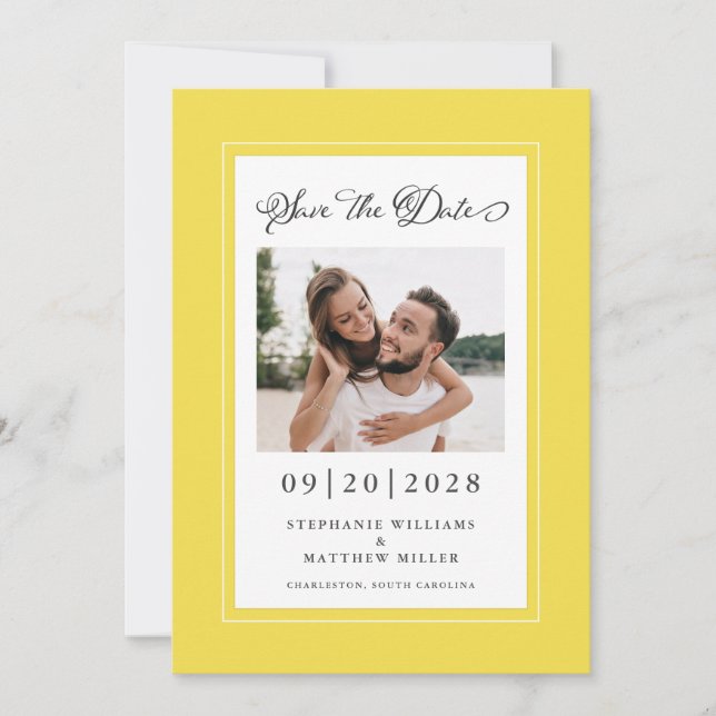 Elegant Photo Yellow | Save The Date Engagement (Front)