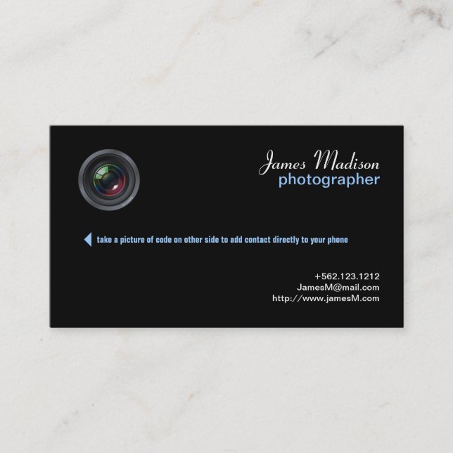 Elegant Photography Business Card w/ QR Code II (Front)