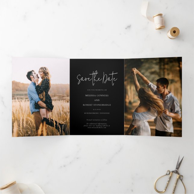 Elegant Photos Wedding Wedding Save The Date Tri-Fold Invitation (Inside)