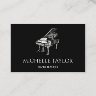 Elegant Piano Instructor Music Teacher Pianist Business Card
