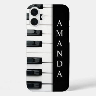 Elegant Piano Key Layout with Vertical Name iPhone 16 Plus Case