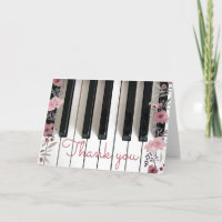 elegant piano keyboard floral thank you