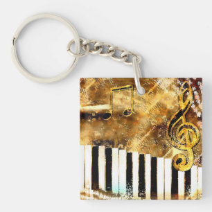 Elegant Piano Music & Notes Key Ring