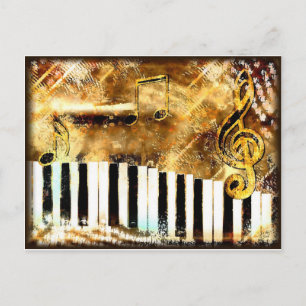 Elegant Piano Music & Notes Postcard
