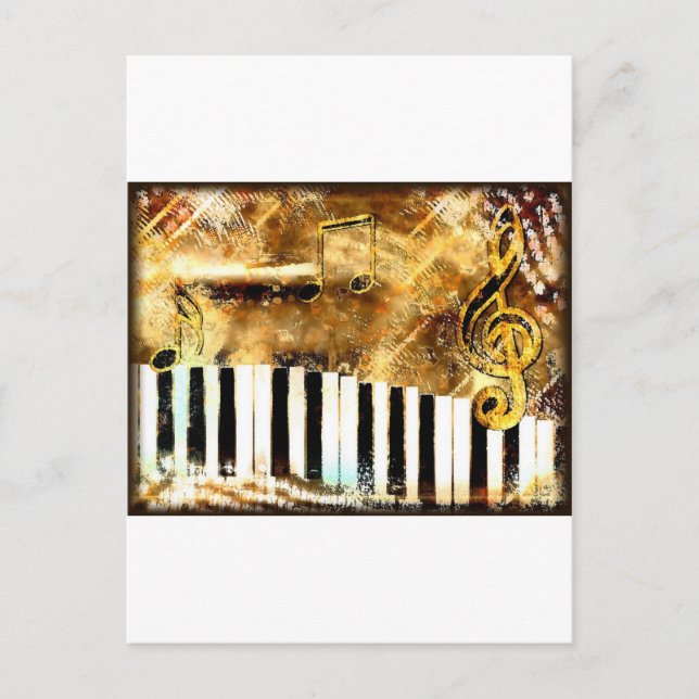 Elegant Piano Music & Notes Postcard (Front)