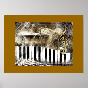Elegant Piano Music & Notes Poster
