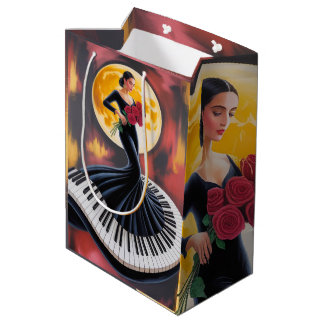 Elegant Piano Music Woman Art Design Medium Gift Bag