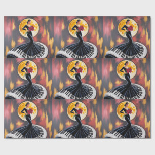 Elegant Piano Music Woman Art Design Wrapping Paper