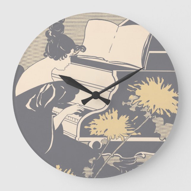 Elegant Piano Player Large Clock (Front)