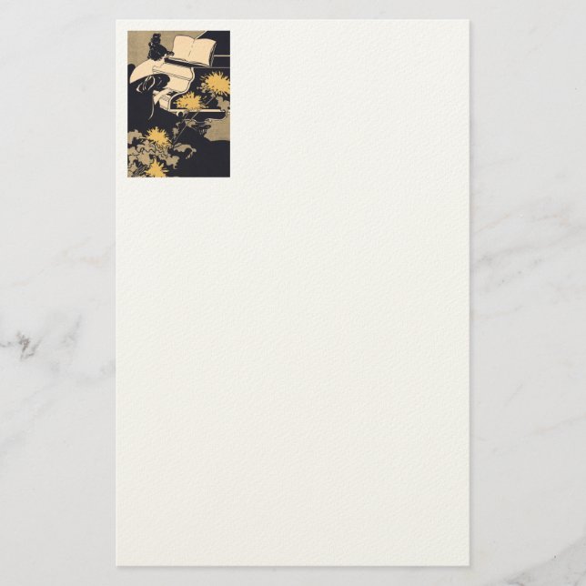 Elegant Piano Player Stationery (Front)